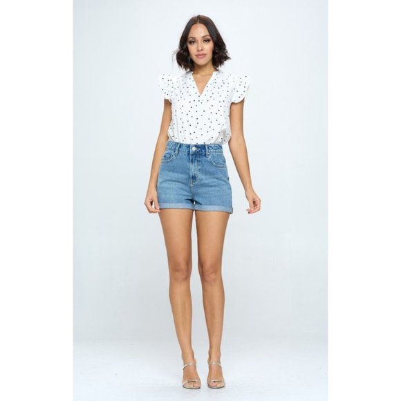 Medium Wash High Rise Denim Shorts {Blue Age} - Picture 2 of 5